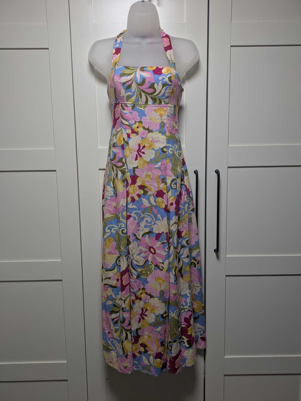 Zara Pink Multi Floral Halter Maxi Dress